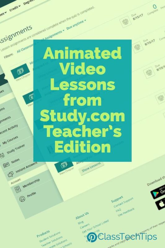 Animated Video Lessons from Study.com Teacher’s Edition