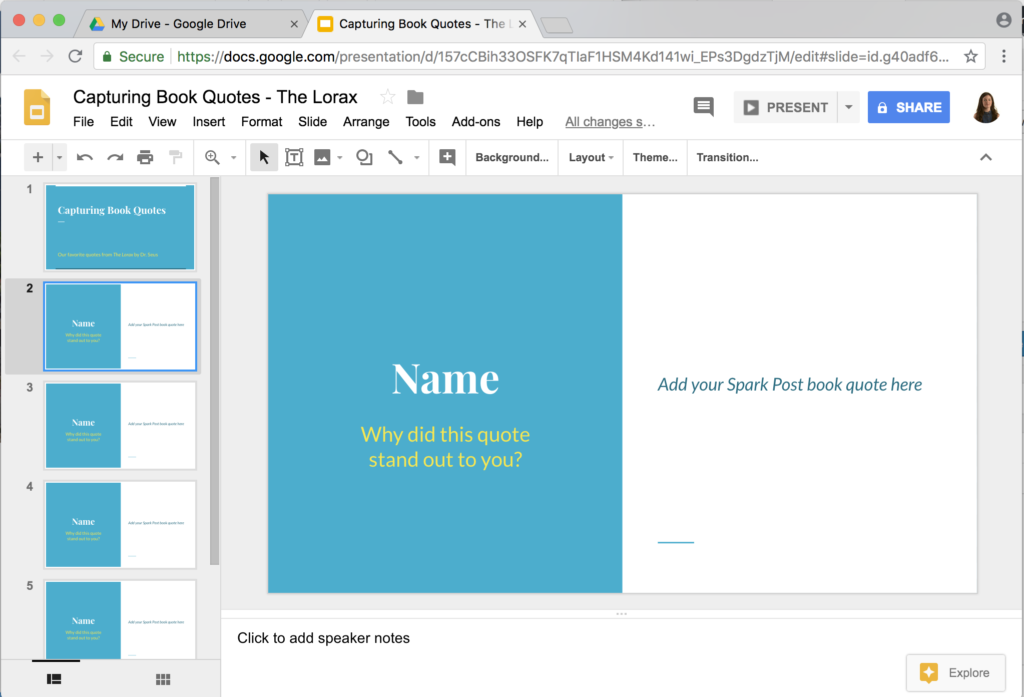Sharing Adobe Spark Creations with Google Slides