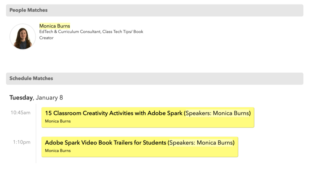 Monica Burns schedule at NJECC Here's my schedule for NJECC 2019. Hope you'll enjoy the teacher resources and lesson ideas I share.