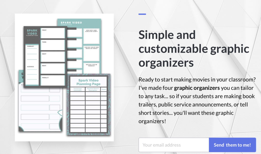 Graphic organizers that you can use with the Adobe Spark Video tool for students.