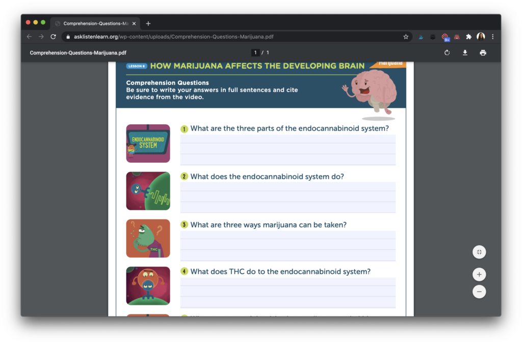 Learn about free lesson plans and resources for teahers, families and students all about how marijuana affects a developing brain.