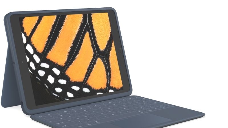 Learn about an iPad case for students that includes a keyboard with a trackpad and space for a stylus like an Apple Pencil.