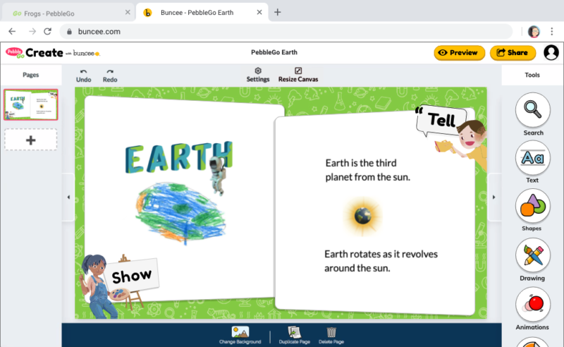 Student creators can share their learning with the new PebbleGo Create platform to help student readers capture ideas and questions.