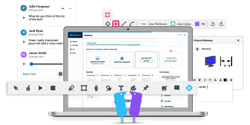 OrbitNote lets you create an accessible, dynamic, and collaborative space for teaching and learning by transforming digital documents.