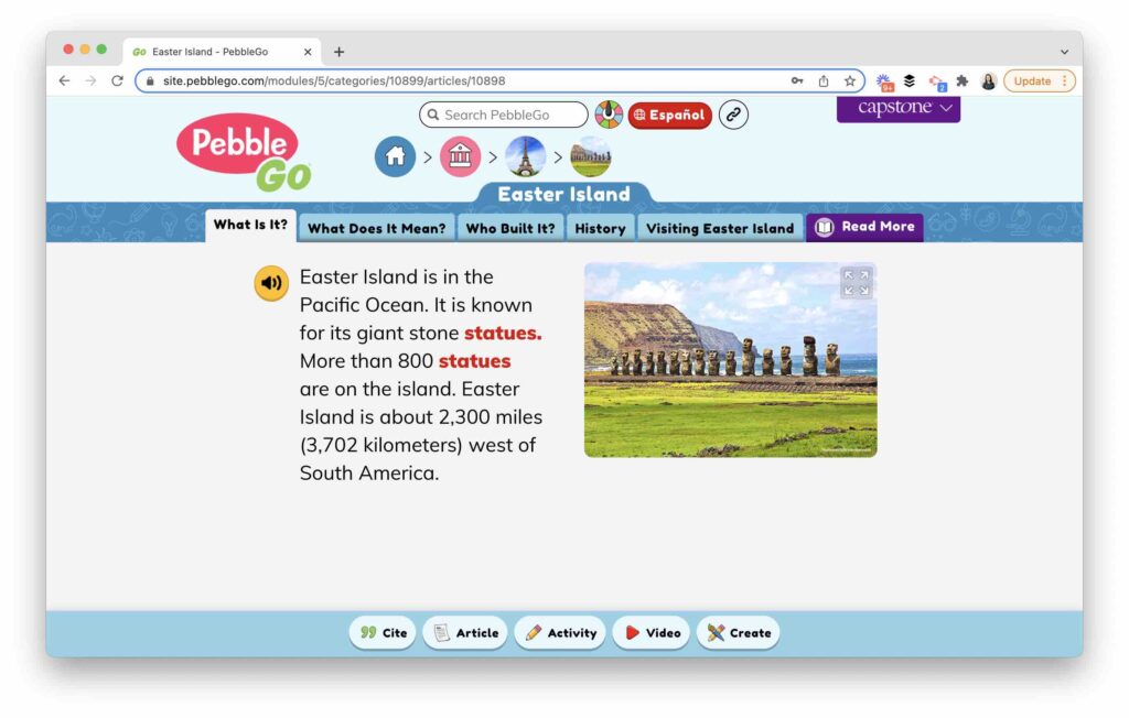 For a more engaging and creative formative assessment option, PebbleGo Create makes it possible to check for understanding with all learners.