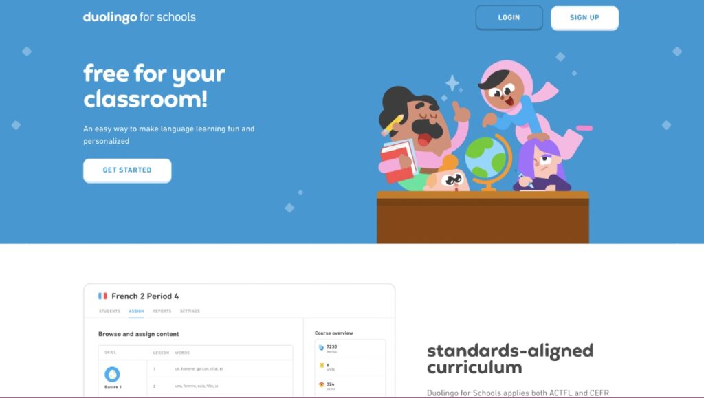 Duolingo for Schools is totally free!