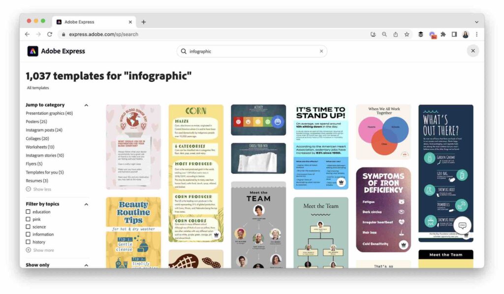 Infographic Templates in Adobe Express