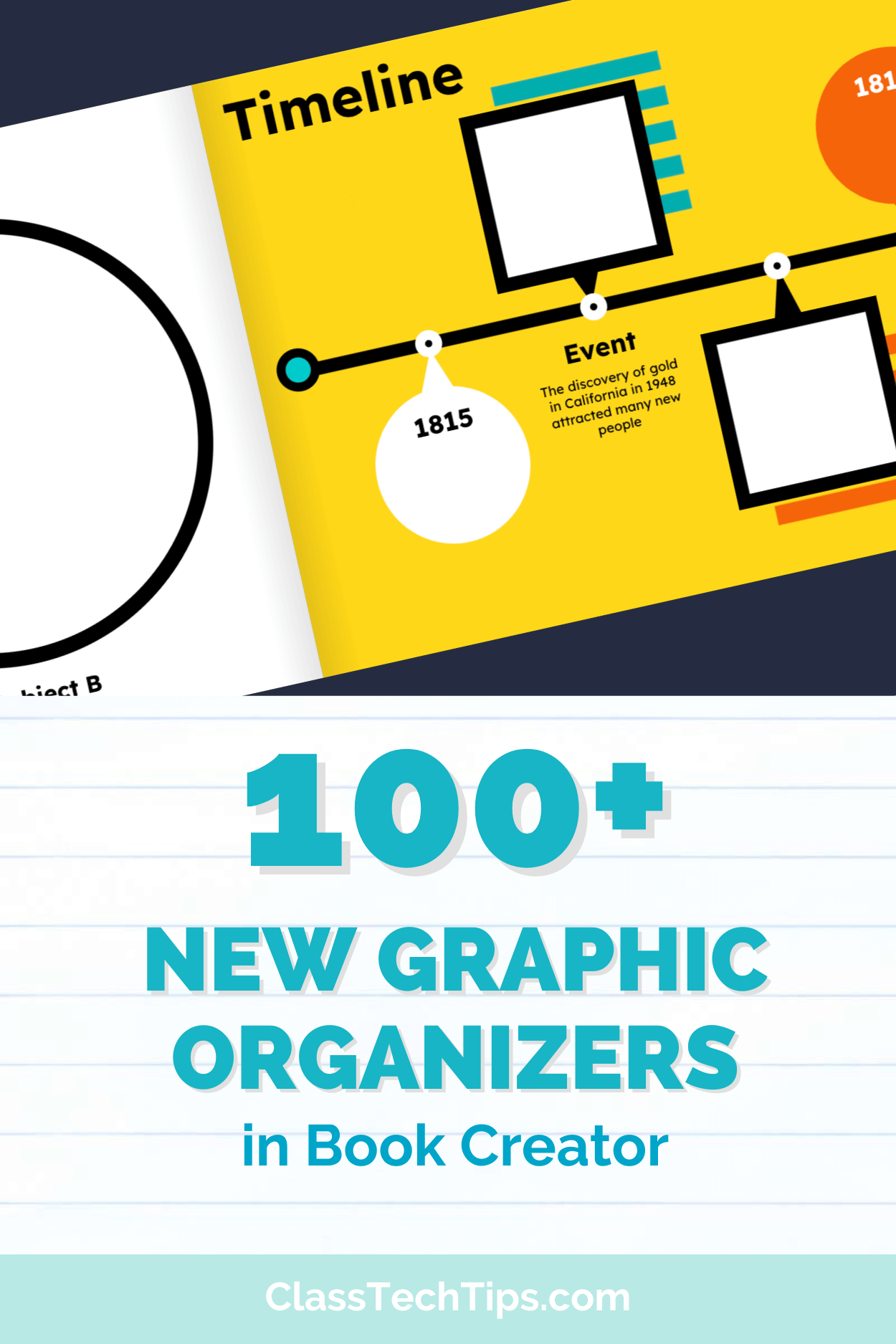 Featured image showcasing a screenshot of the timeline graphic organizer, one of the 100+ new additions in Book Creator.