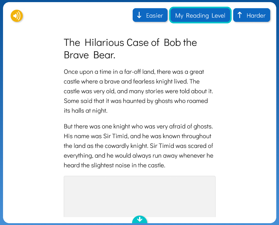 A detailed view of an AI-generated, unique reading passage designed to engage students.
