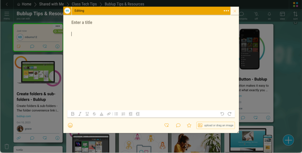 Screenshot displaying the notes feature on the platform, showcasing tools for teachers to organize and capture their thoughts effectively.