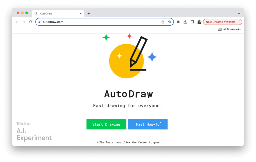Screenshot of AutoDraw, a tool ideal for winter-themed drawing activities in the classroom, showcasing its user-friendly interface.