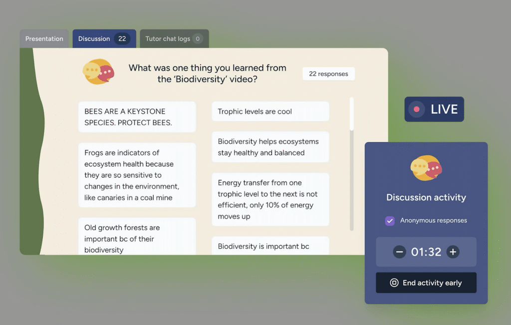 TeachAid lesson plan editor showing a literary devices lesson, part of a custom curriculum created with AI support.