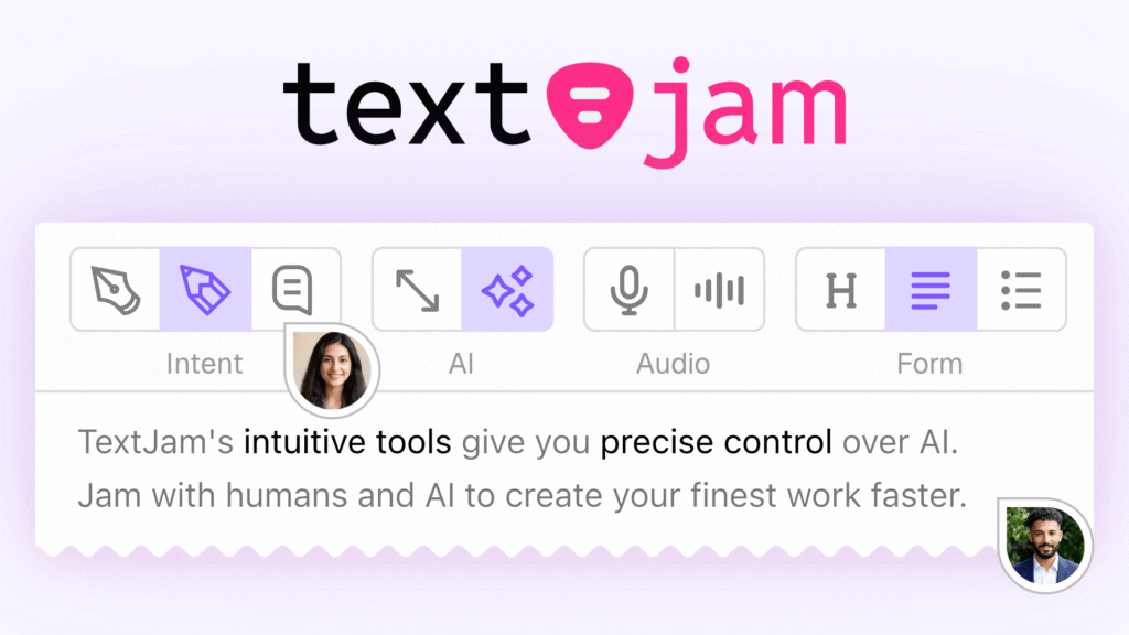 Graphic highlighting TextJam’s AI writing tools that empower students and teachers to collaborate with artificial intelligence.