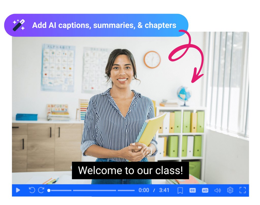 Educator using ScreenPal to add AI captions and summaries to a video for a quick formative assessment check-in.