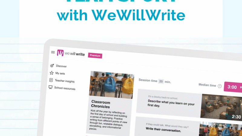 Pinterest pin for collaborative writing activities for the classroom featuring the WeWillWrite platform